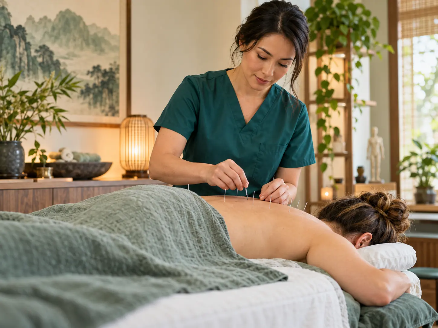 Calm acupuncture treatment setting